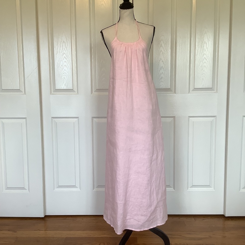 Aritzia Little Moon Sunpost Halter Linen Maxi Dress Villa Pink Size Small NWT
